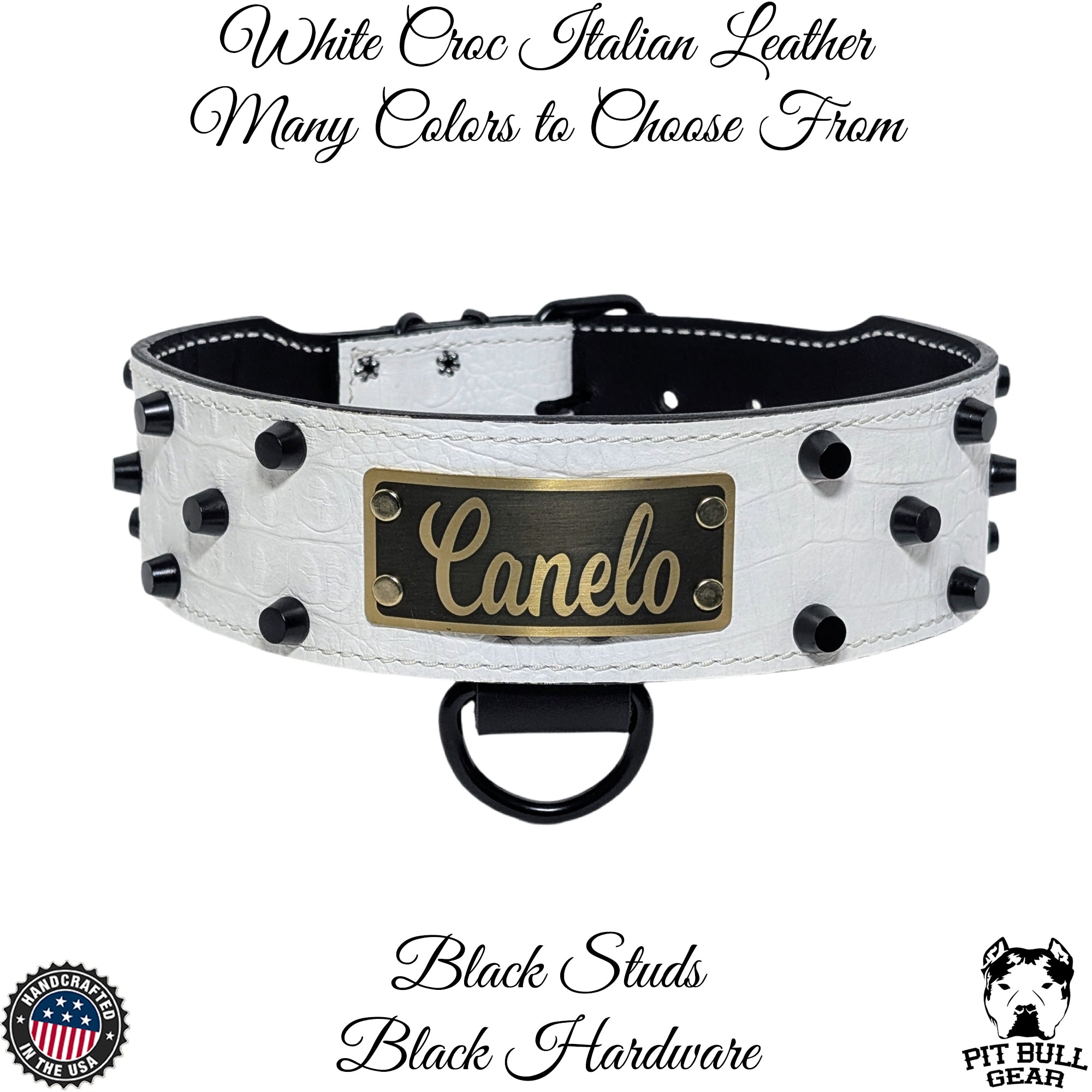 NJ8 - 2.5" Wide Personalized Leather Dog Collar with Studs