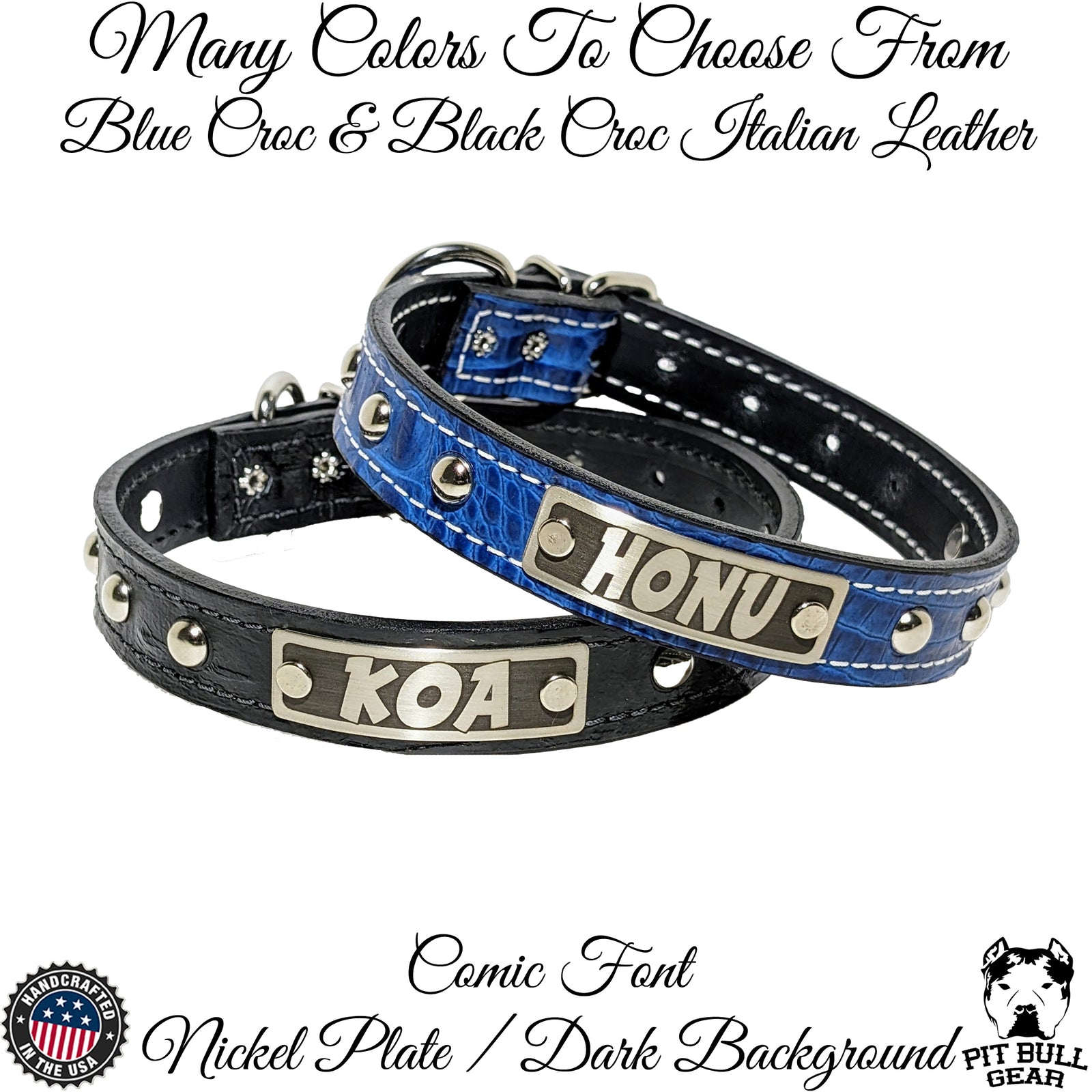 NU2 - 1" Wide Personalized Leather Collar with Studs