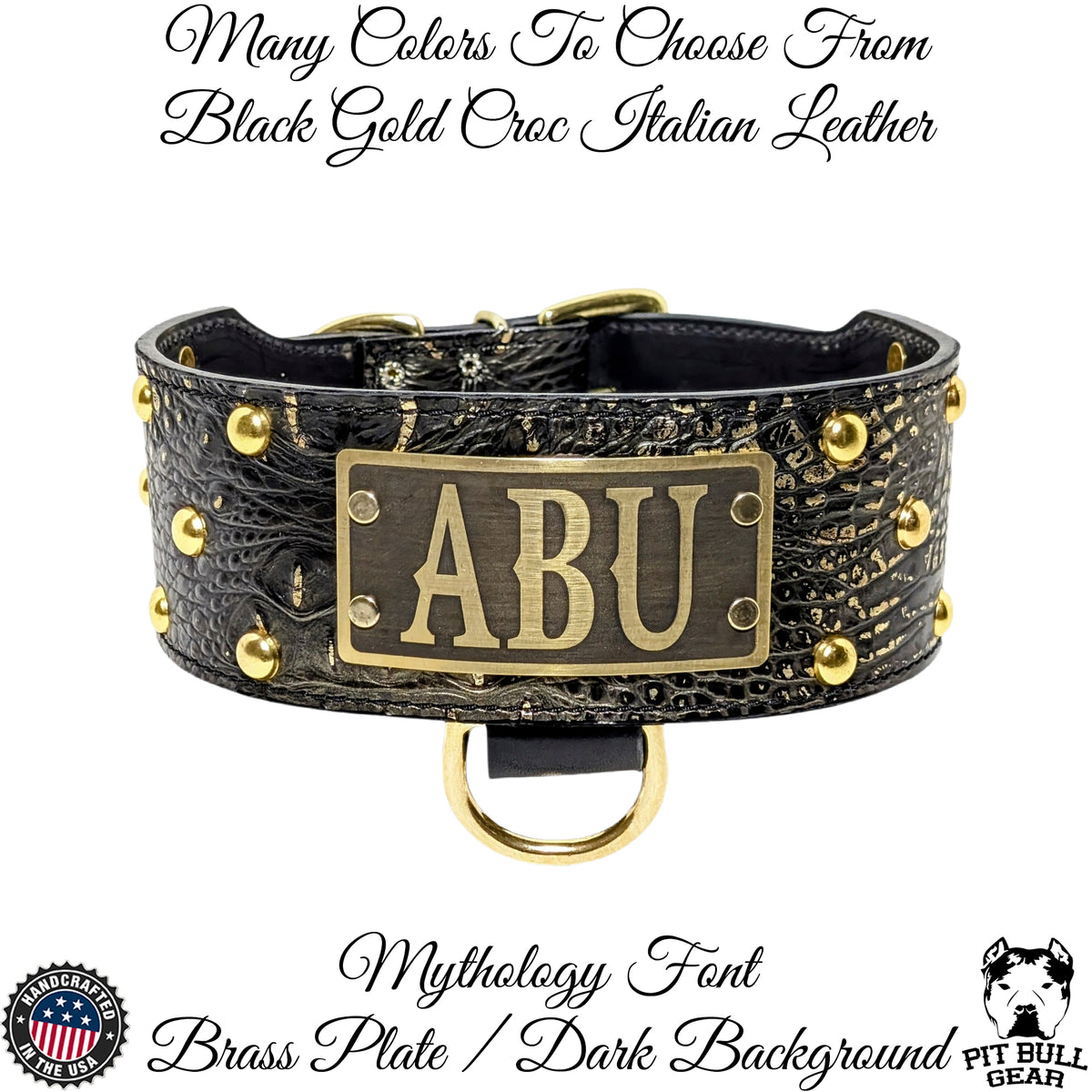 NX3 - Custom 3" Wide Personalized Italian Leather Dog Collar with Dome Studs & Engraved Name Plate