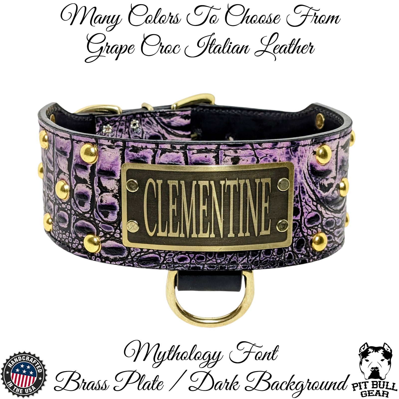 NX3 - Custom 3" Wide Personalized Italian Leather Dog Collar with Dome Studs & Engraved Name Plate