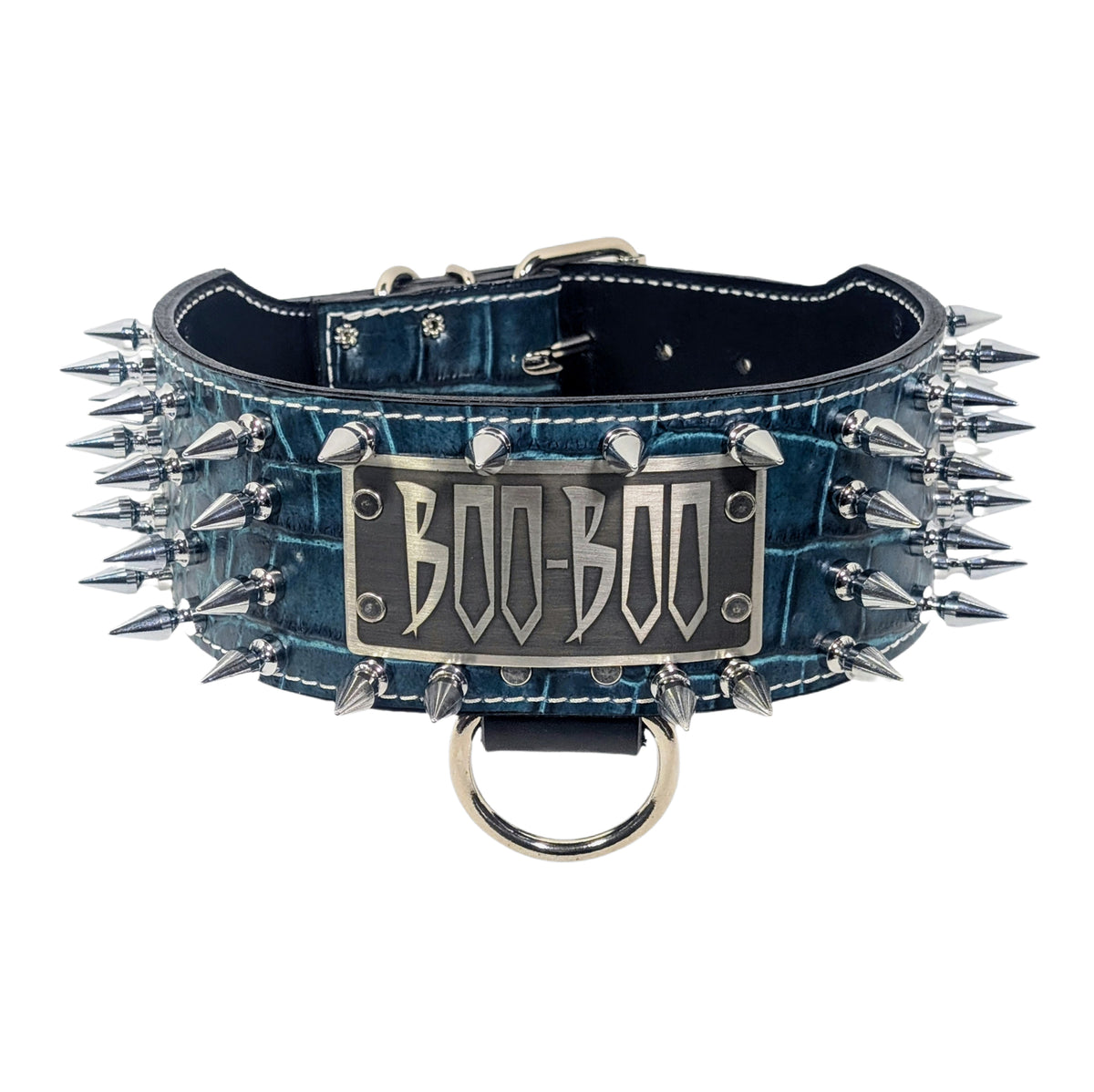 NX8 - 3&quot; Wide Personalized Spiked Leather Dog Collar