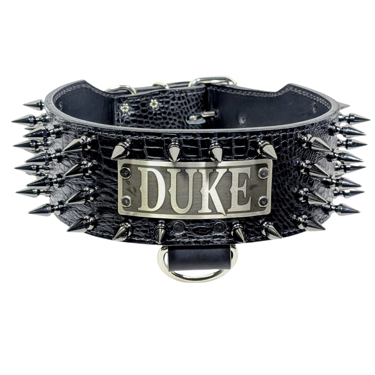 NX8 - 3&quot; Wide Personalized Spiked Leather Dog Collar