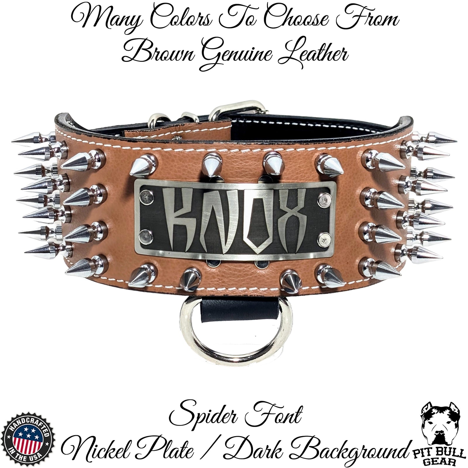 NX8 - Coleira de cachorro de couro com placa de identificação personalizada de 3"
