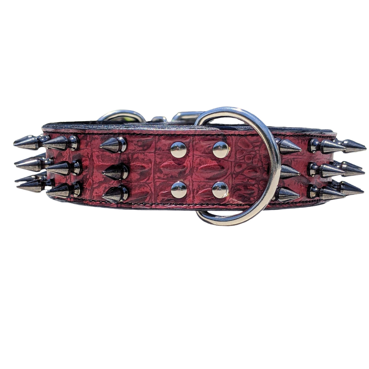 W18 - 2" Wide Spiked Leather Dog Collar
