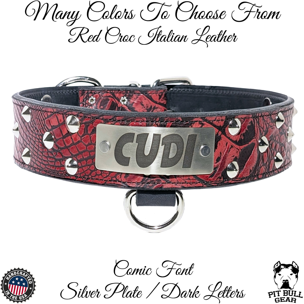 WN1 - 2" Wide Personalized Leather Dog Collar with Studs