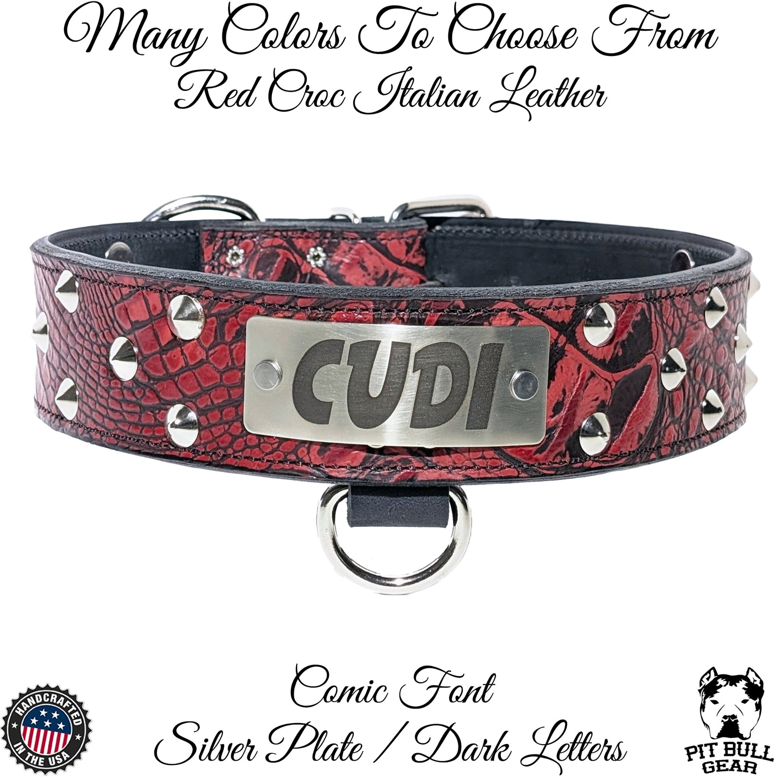 WN1 - 2" Wide Personalized Leather Dog Collar with Studs