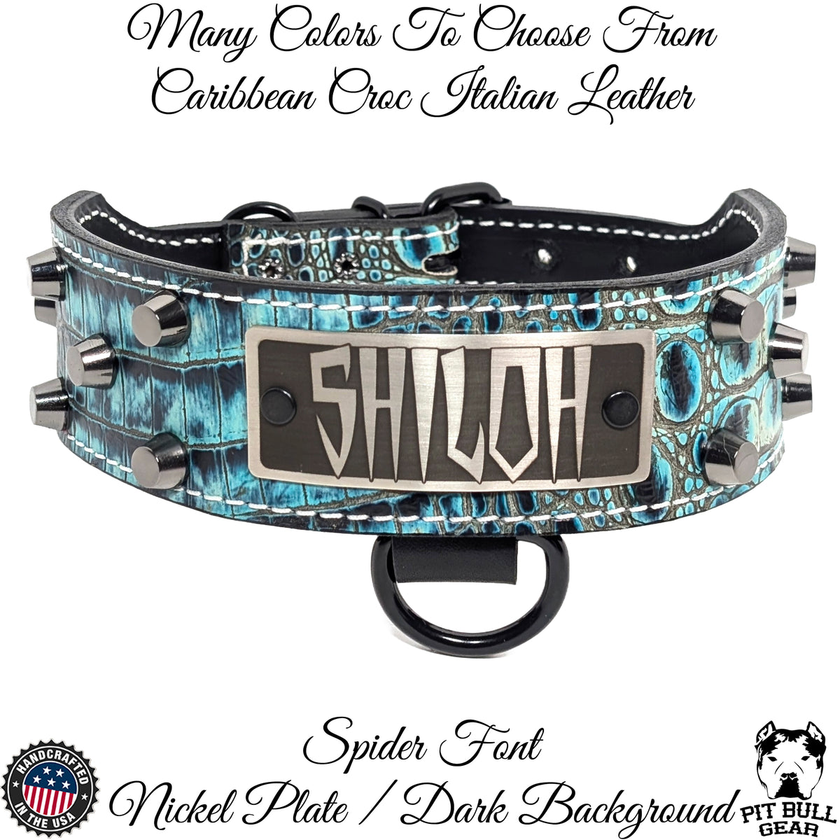 TW32 - 2" Wide Personalized Tapered Leather Collar with Studs