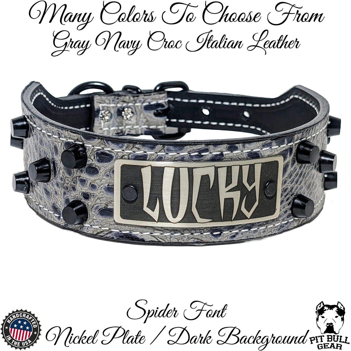 TW32 - 2" Wide Personalized Tapered Leather Collar with Studs