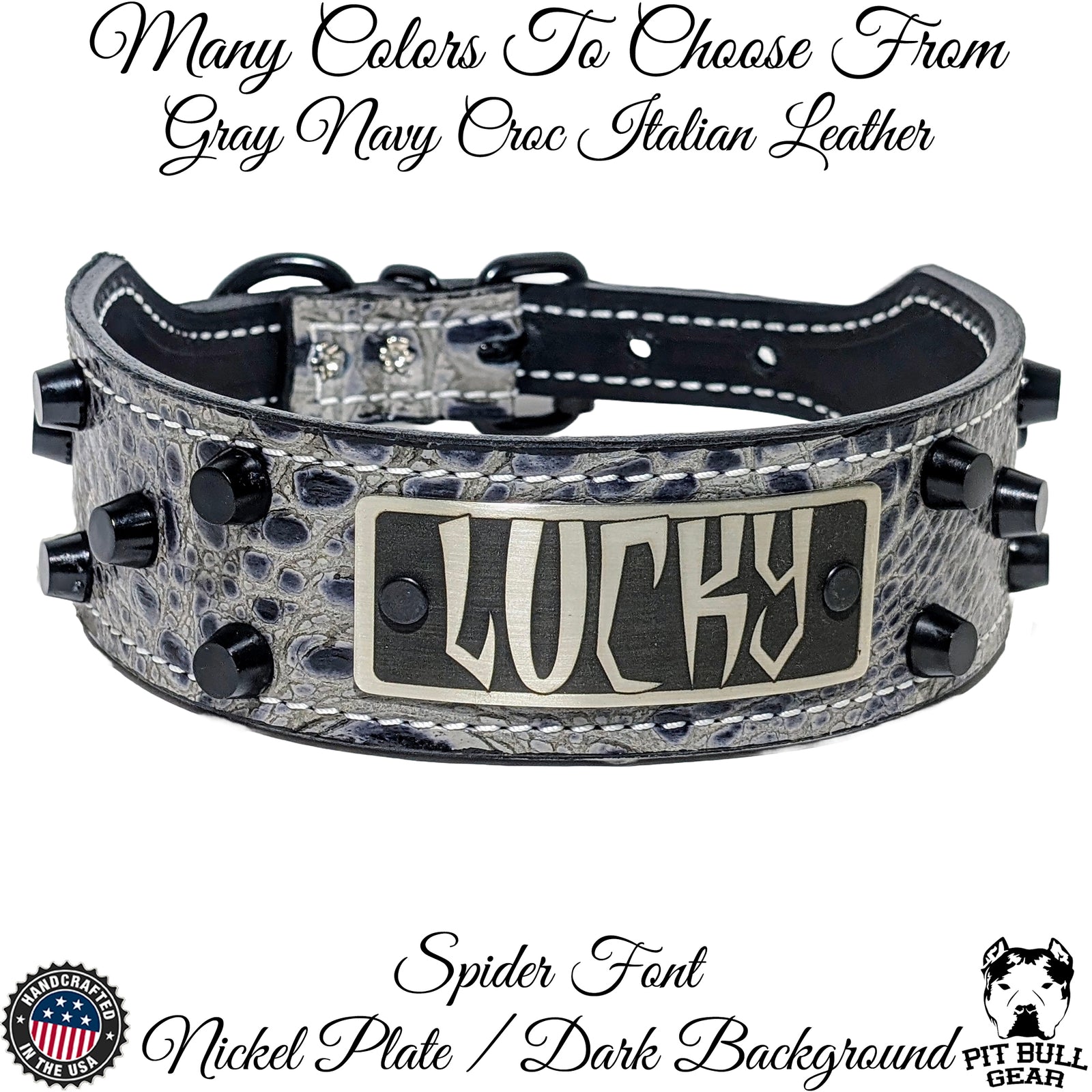 TW32 - 2" Wide Personalized Tapered Leather Collar with Studs