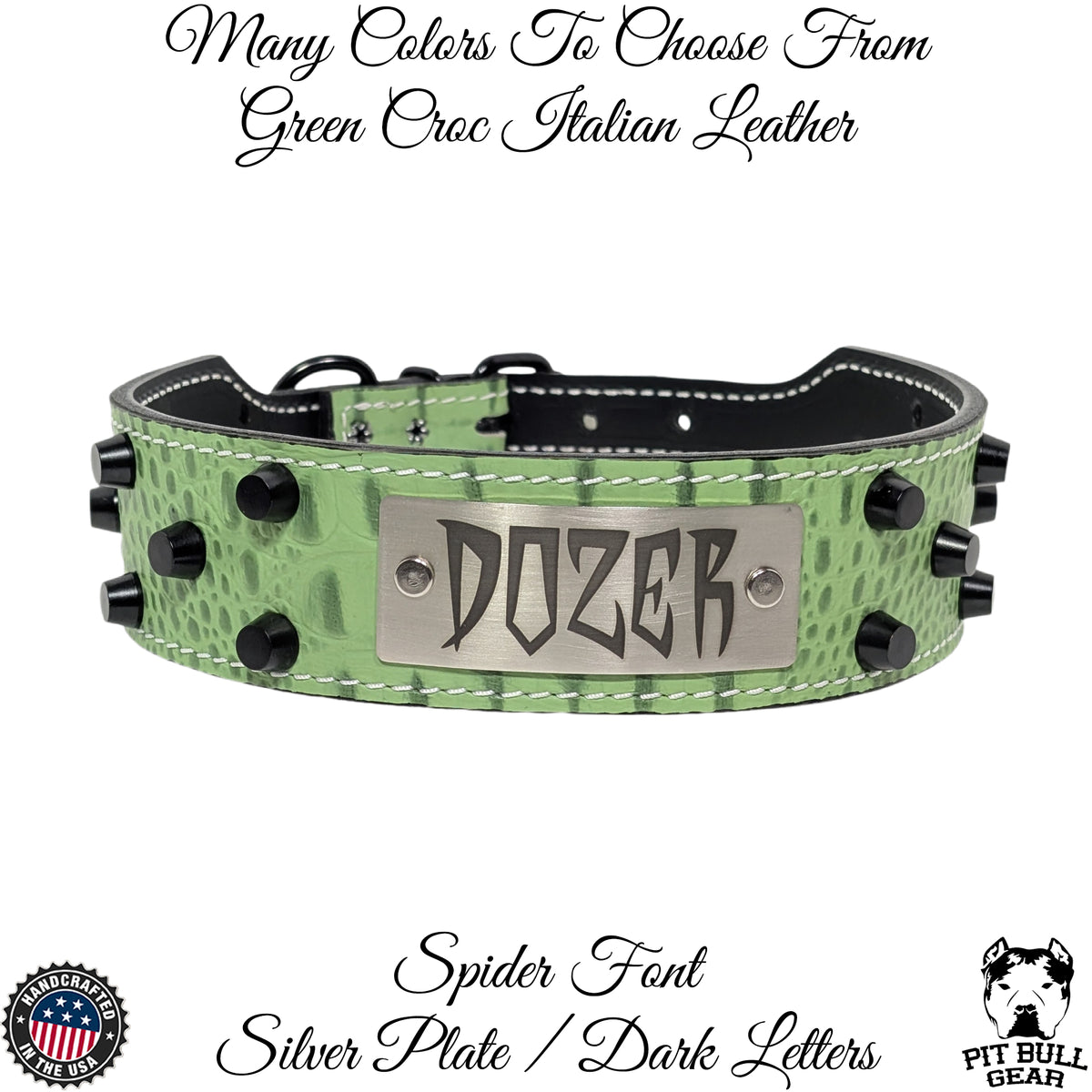 TW32 - 2" Wide Personalized Tapered Leather Collar with Studs