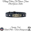 Leather Dog Collar, Personalized Nameplate Collar Gems 1" Wide - U13