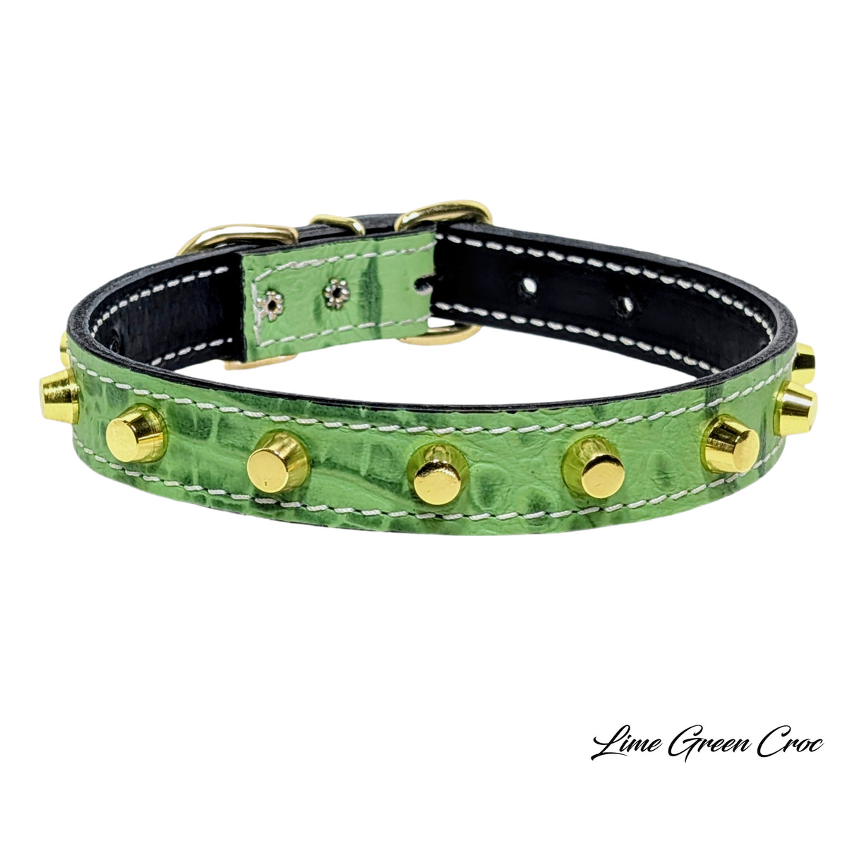 U6 - Custom 1&quot; Wide Italian Leather Dog Collar with Bucket Studs