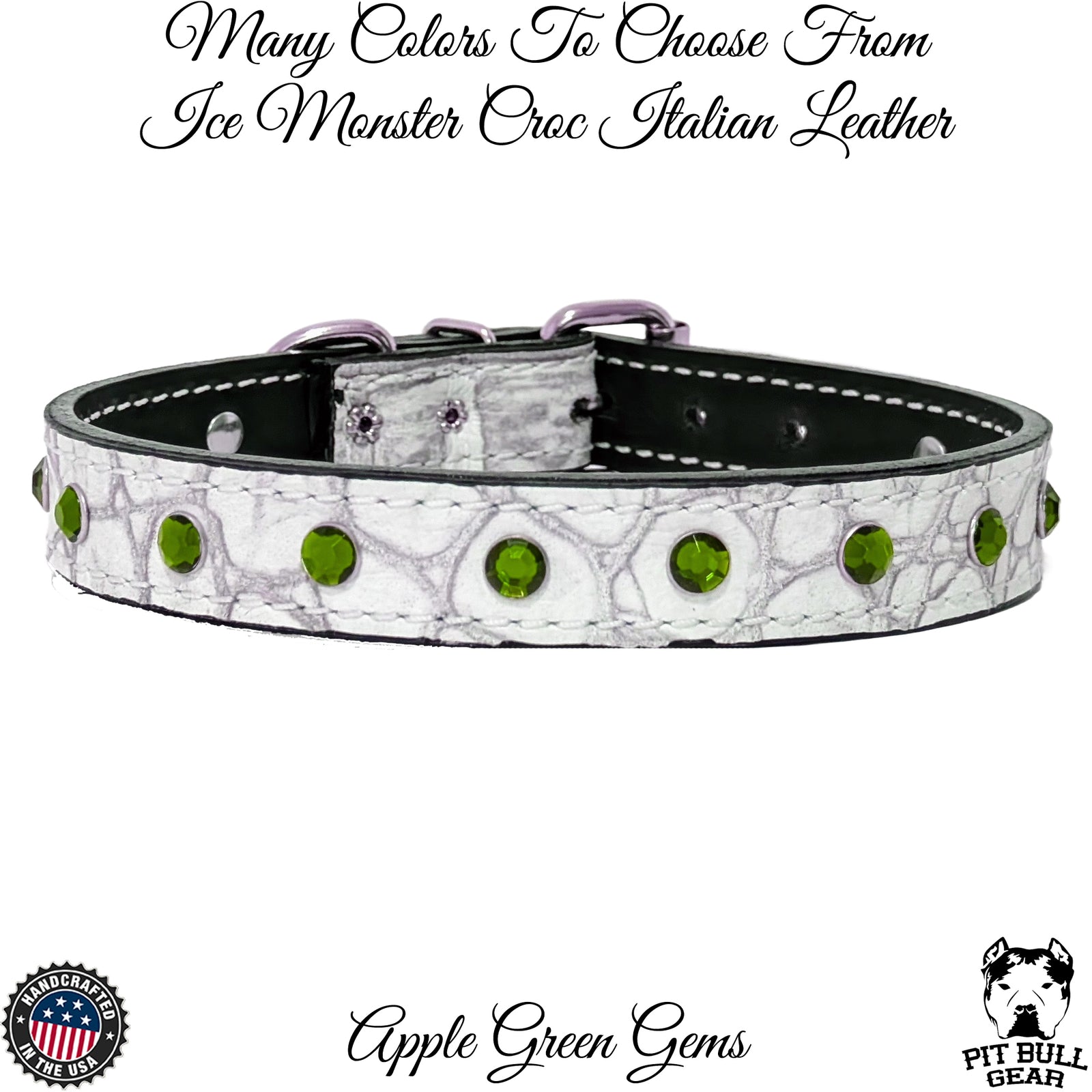 U3 - 1" Wide Leather Dog Collar with Gems
