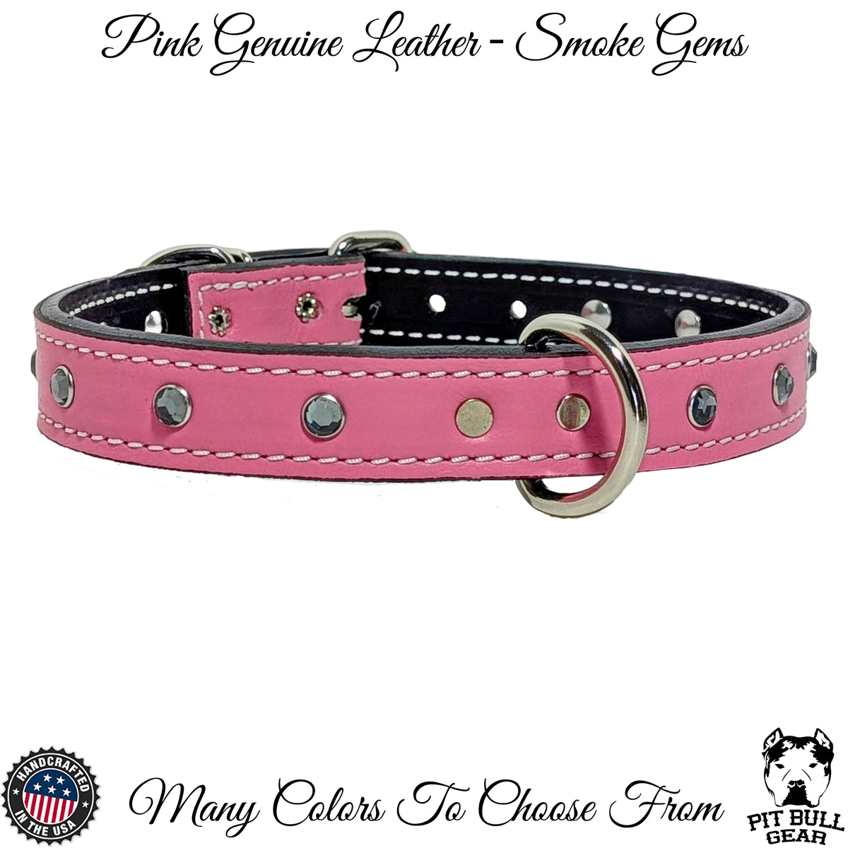 U3 - 1" Wide Leather Dog Collar with Gems