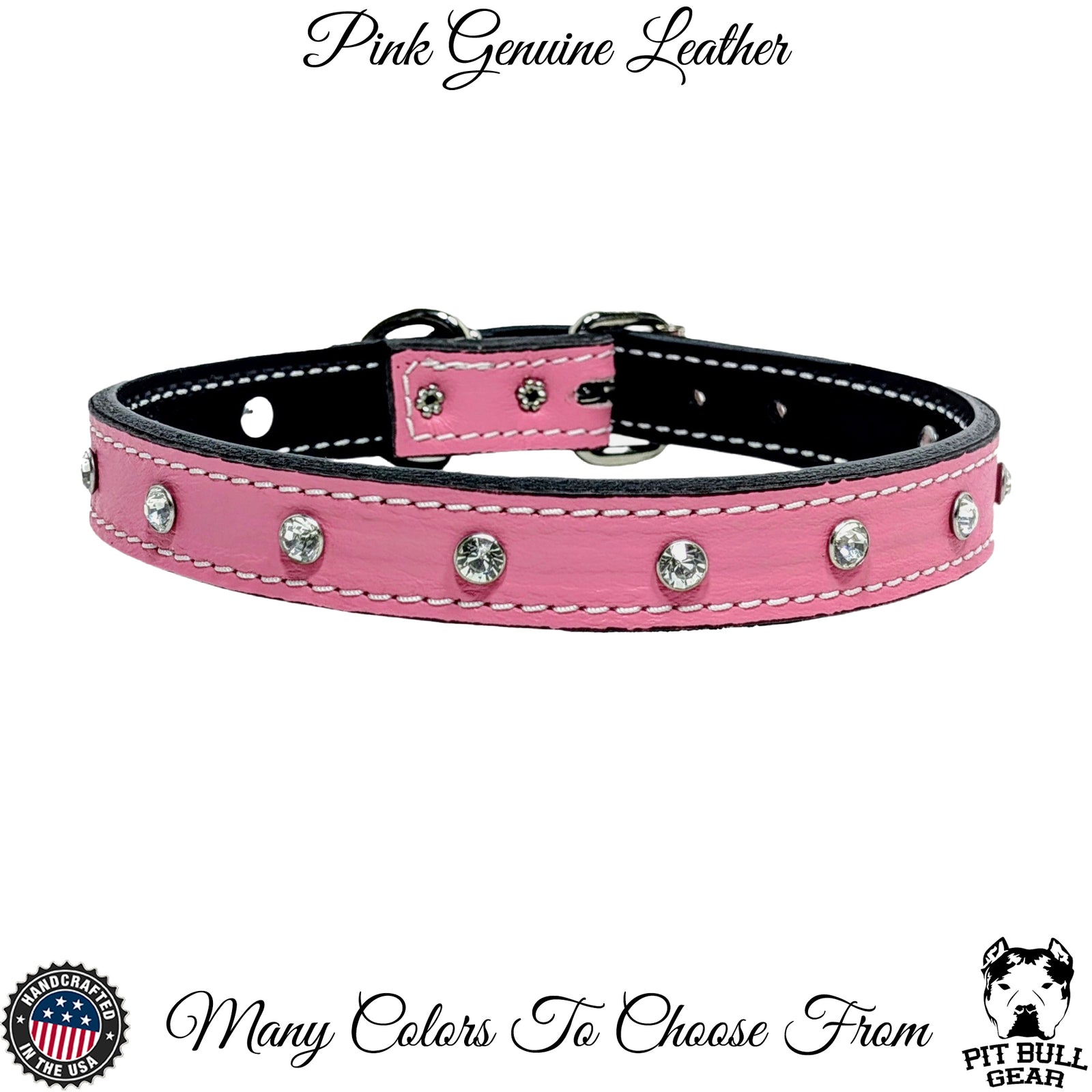 U3 - 1" Wide Leather Dog Collar with Gems