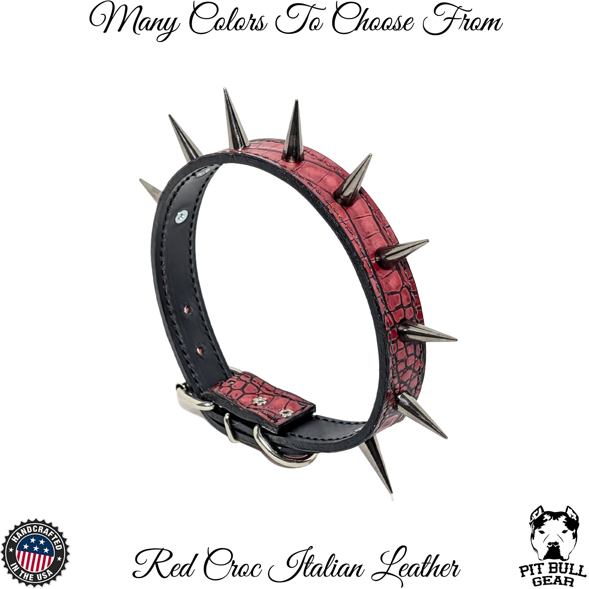 Red leather spiked dog collar hotsell