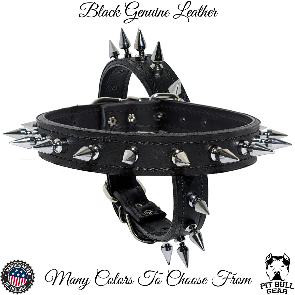 U5 - 1&quot; Wide Spiked Leather Dog Collar