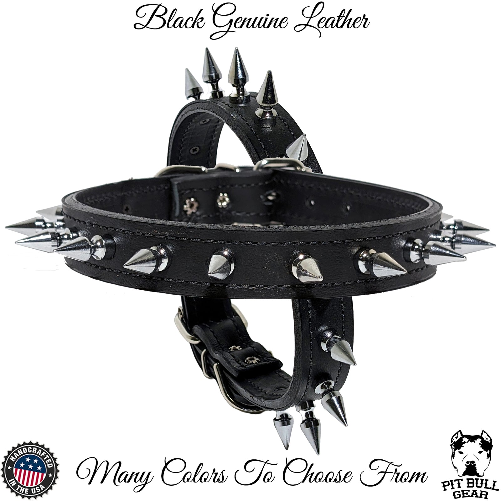 U5 - 1" Wide Leather Spiked Dog Collar