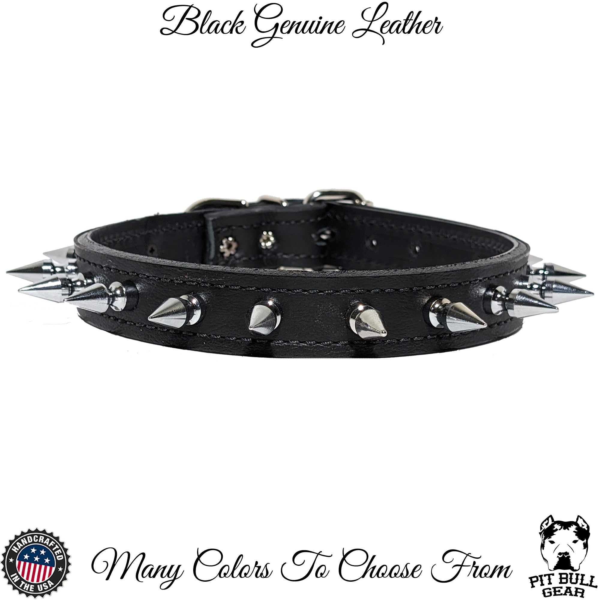 U5 - 1" Wide Spiked Leather Dog Collar