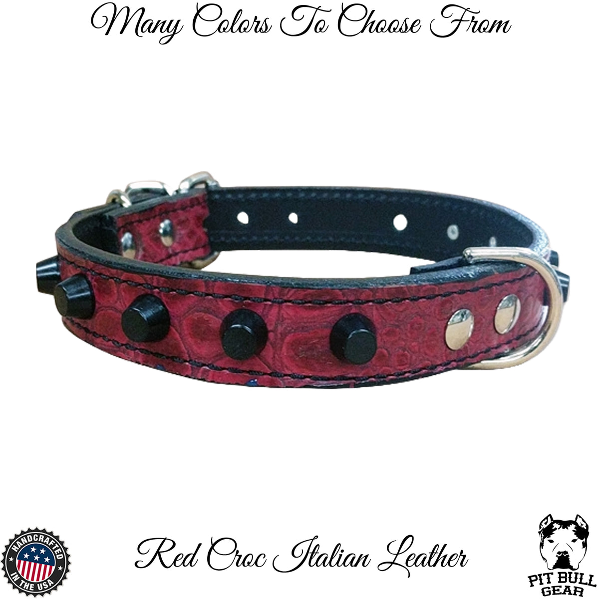 U6 - Custom 1" Wide Italian Leather Dog Collar with Bucket Studs