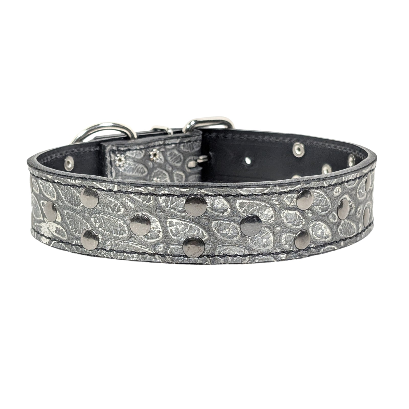 V12 - 1.5" Wide Riveted Studs Leather Dog Collar