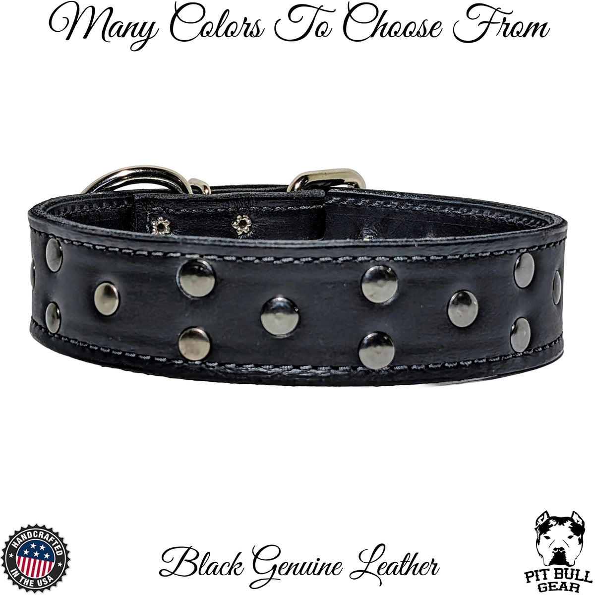 V12 - 1.5" Wide Riveted Studs Leather Dog Collar
