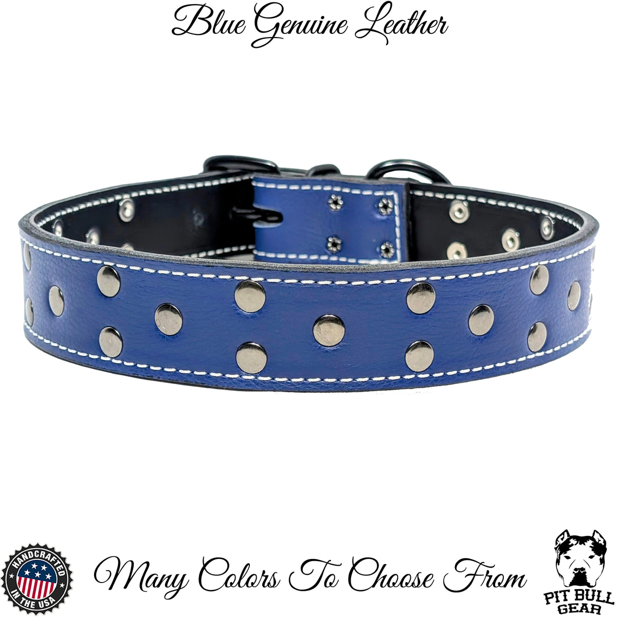 V12 - 1.5" Wide Riveted Studs Leather Dog Collar
