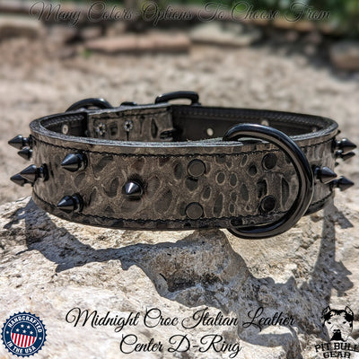 V37 - 1 .5" Spiked Leather Dog Collar