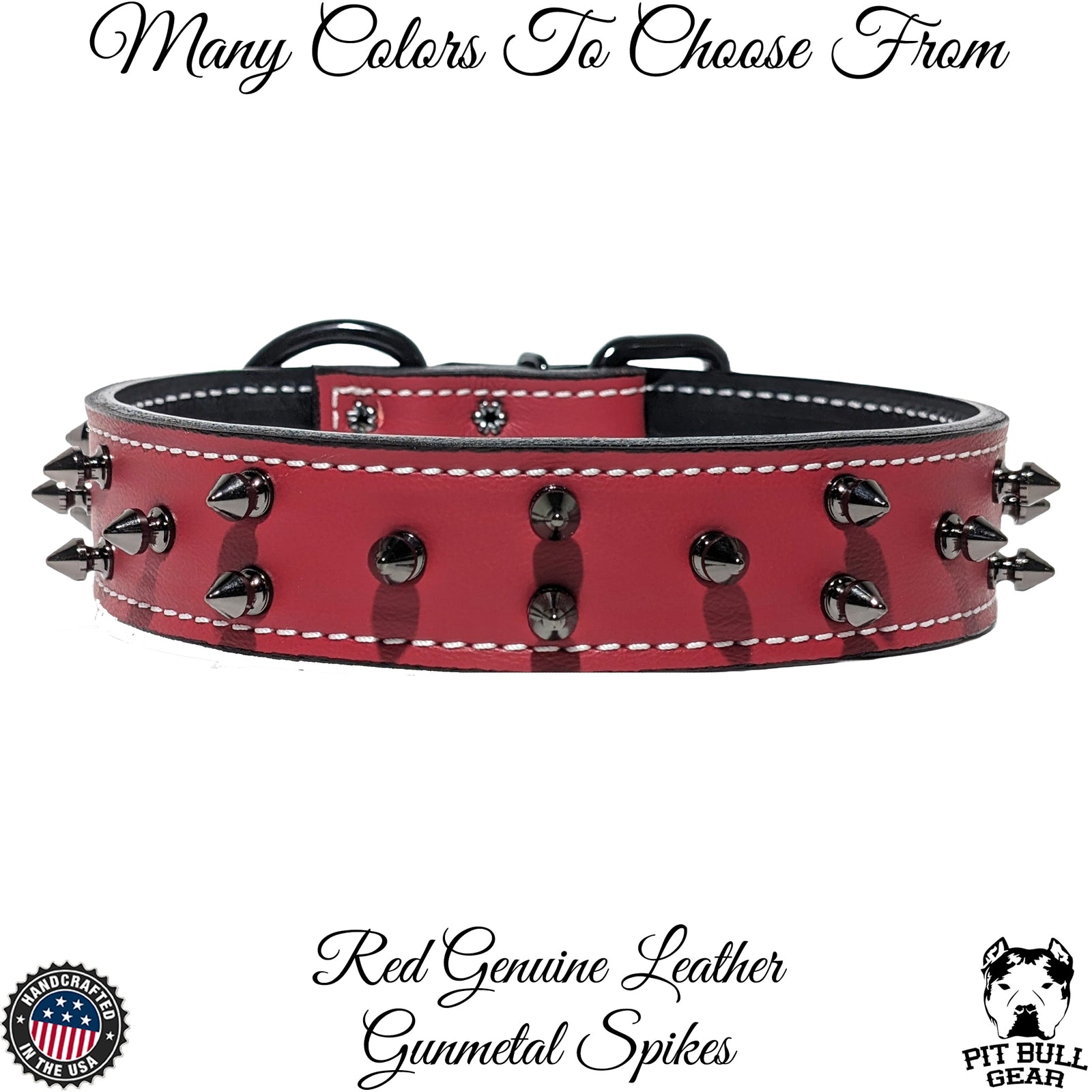 V37 - Collar de cuero con pinchos para perros de 1,5" 