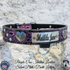 Leather Dog Collar with Name Plate, Gems & Hearts 1.5" Wide - VN2