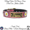 VN4 - 1.5" Wide Leather Dog Collar Personalized Name Plate Daisies Gems