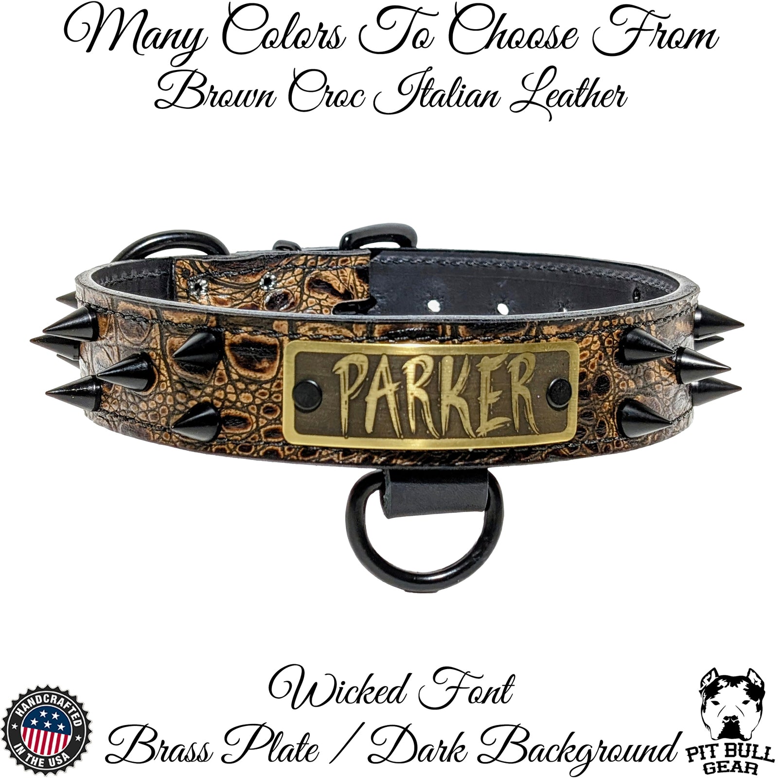 VN5 - 1 1/2" Colar de Couro Placa de Identificação com Cone Spikes