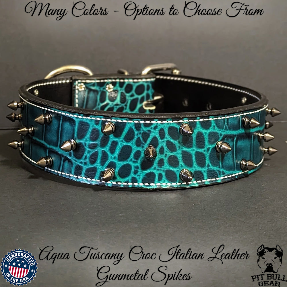 W36 - 2" Spiked Leather Dog Collar