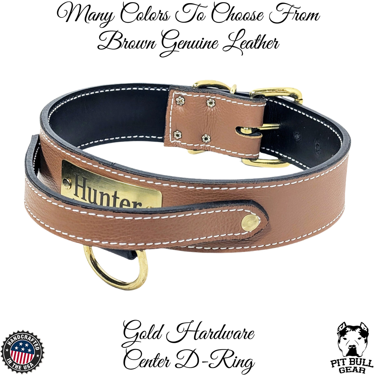 W19 - 2" Wide Personalized Leather Agitation Collar