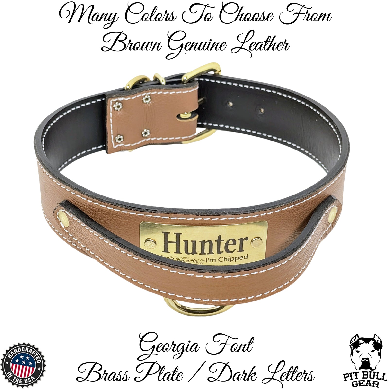 W19 - 2" Wide Personalized Leather Agitation Collar