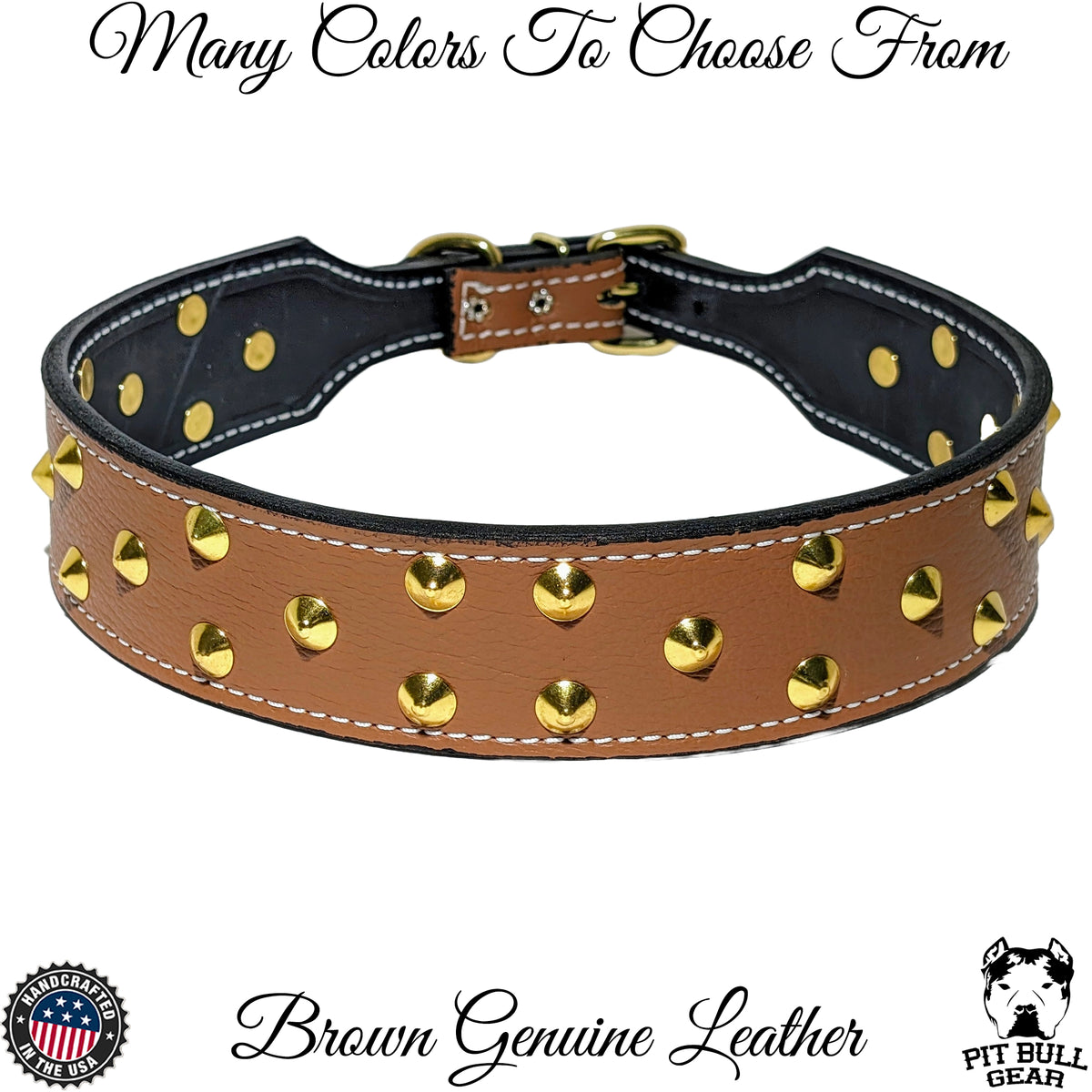 W24 - 2&quot; Wide Tapered Leather Dog Collar with Studs