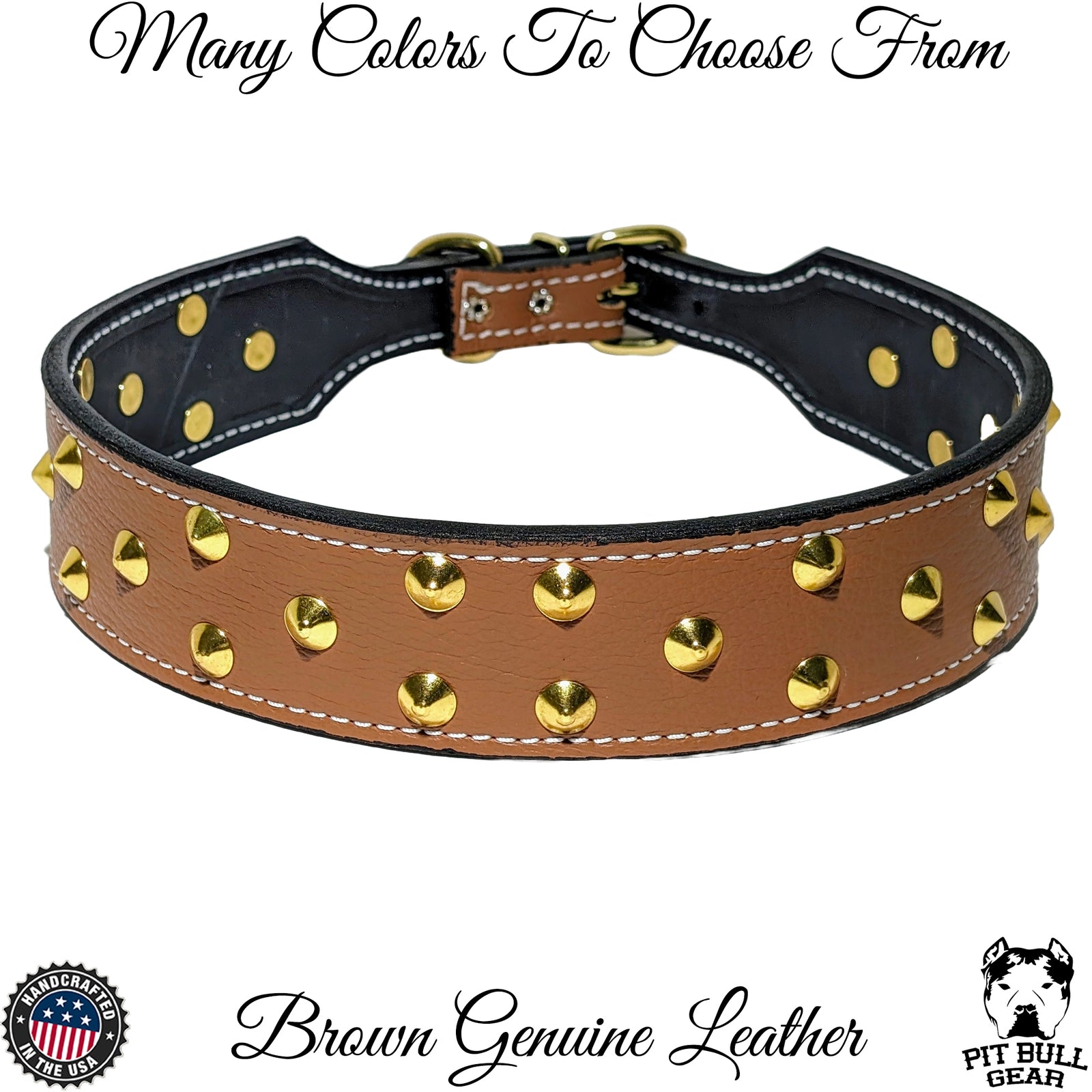 W24 - Collar de cuero cónico para perros de 2" de ancho con tachuelas