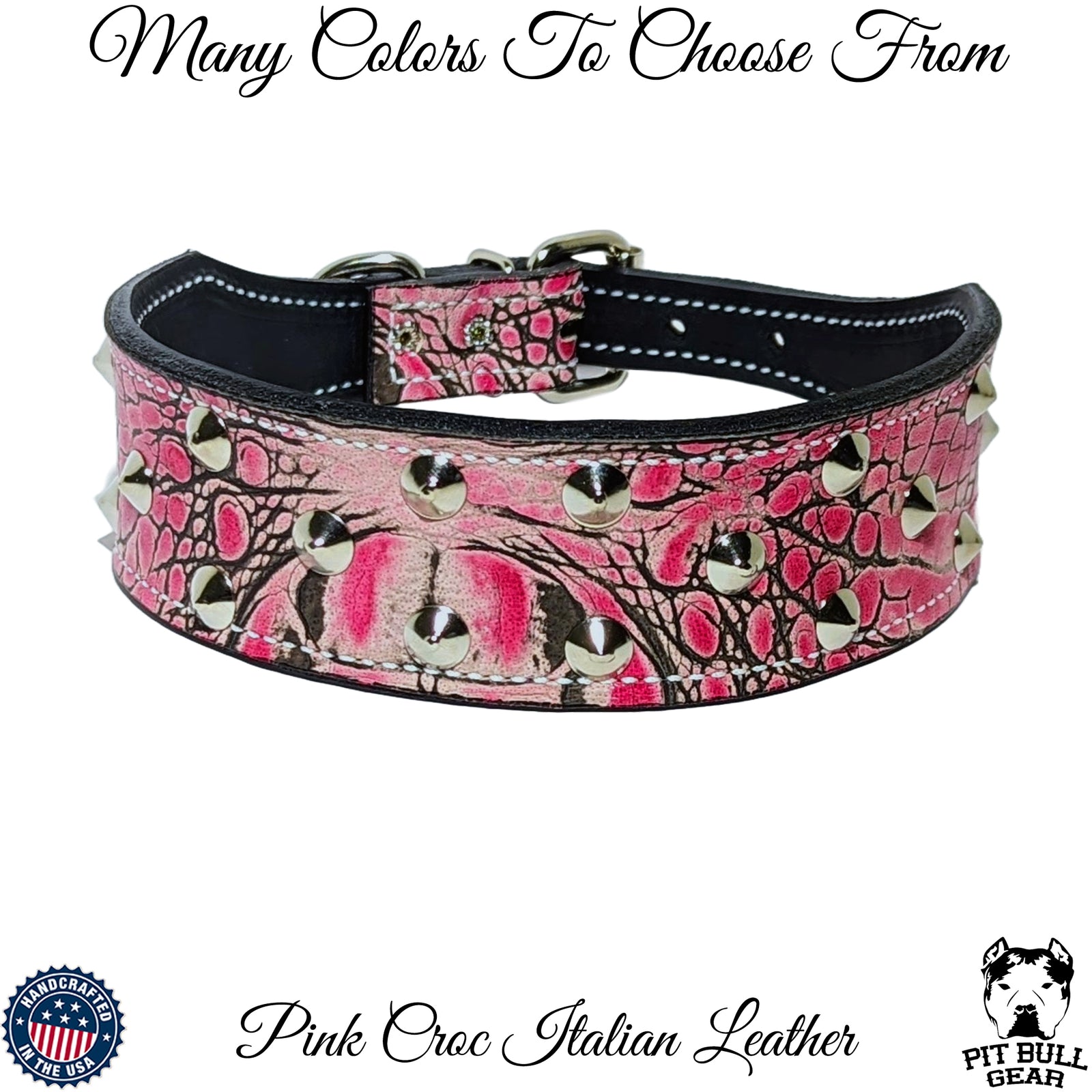 W24 - 2" Wide Tapered Leather Dog Collar with Studs