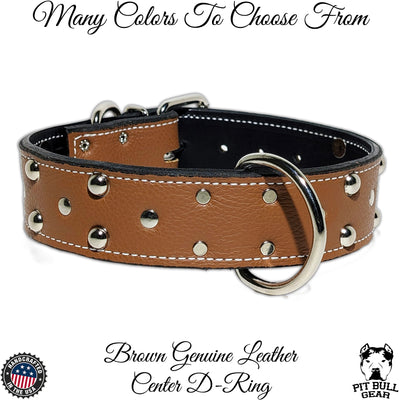 Leather Dog Collar with Studs & Rivets, Custom Collar 2" Wide - W30