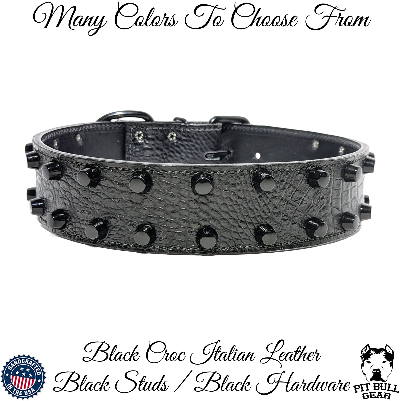 W44 - 2" Wide Leather Dog Collar with Studs