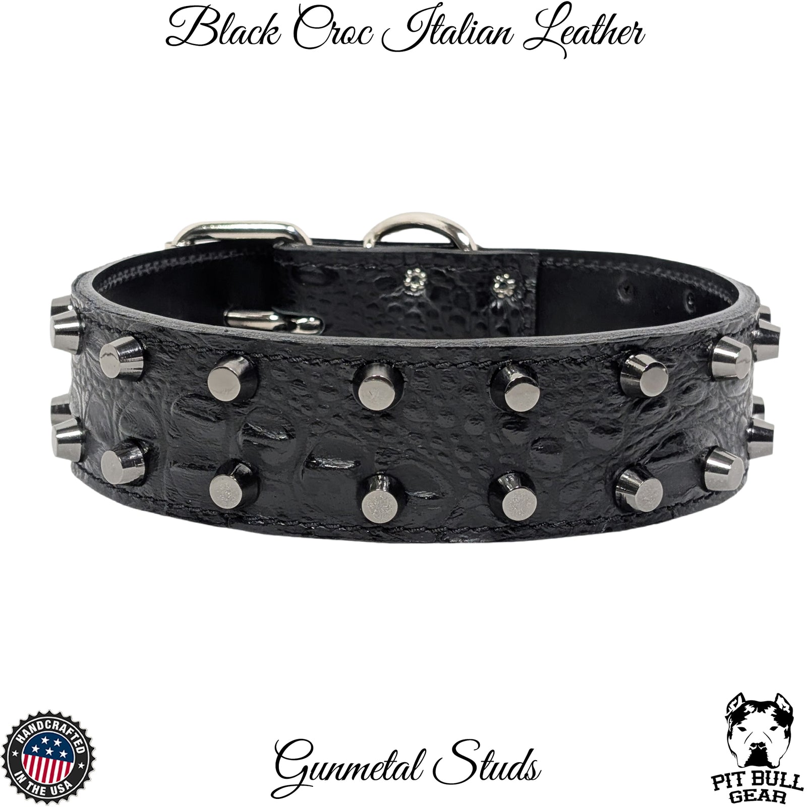 W44 - 2" Wide Leather Dog Collar with Studs