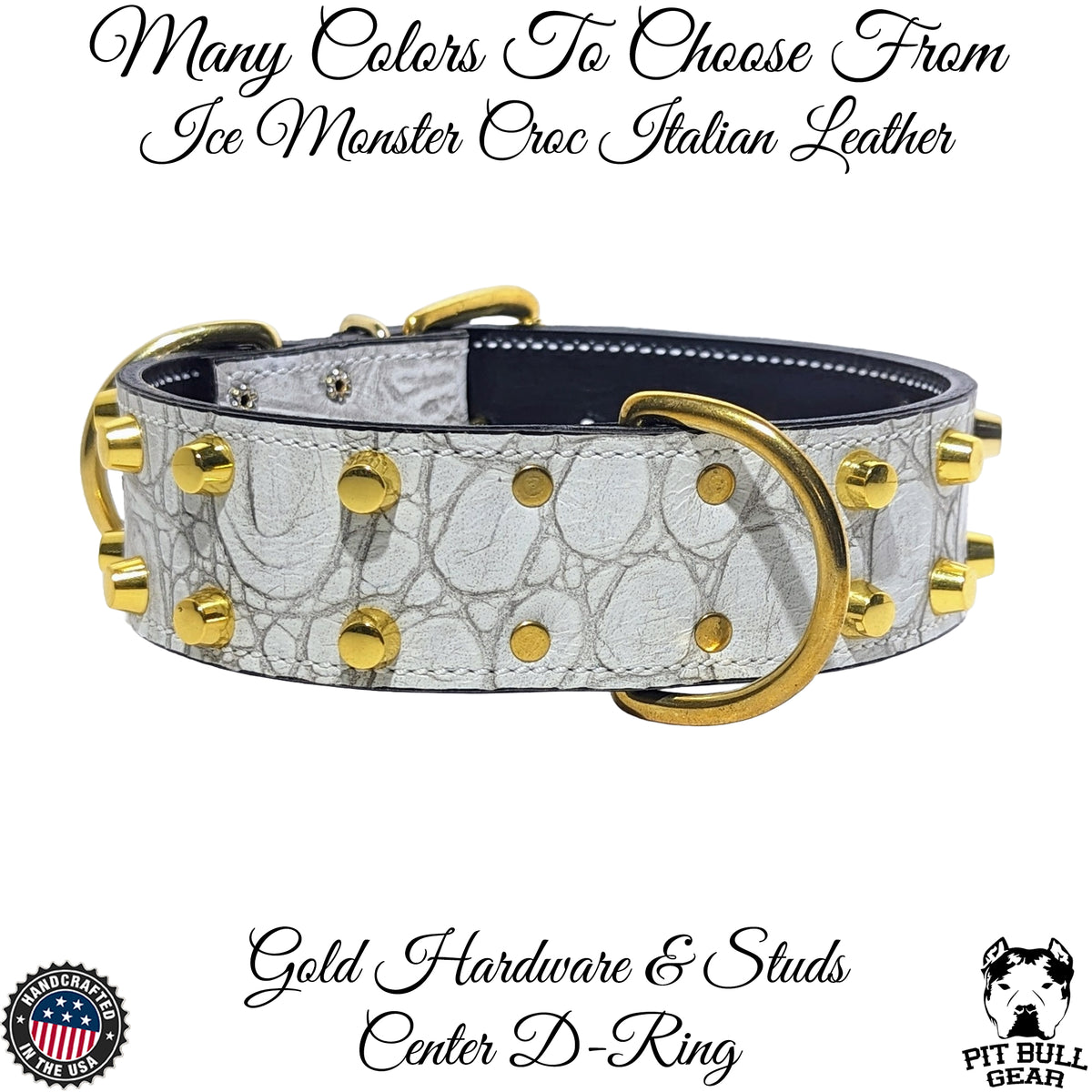 Leather Dog Collar Studded Heavy Duty Leather Collar 2&quot; Wide - W44
