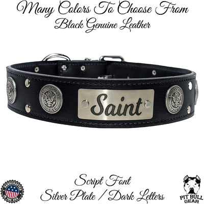 W51 - 2" Wide Personalized Military Leather Collar