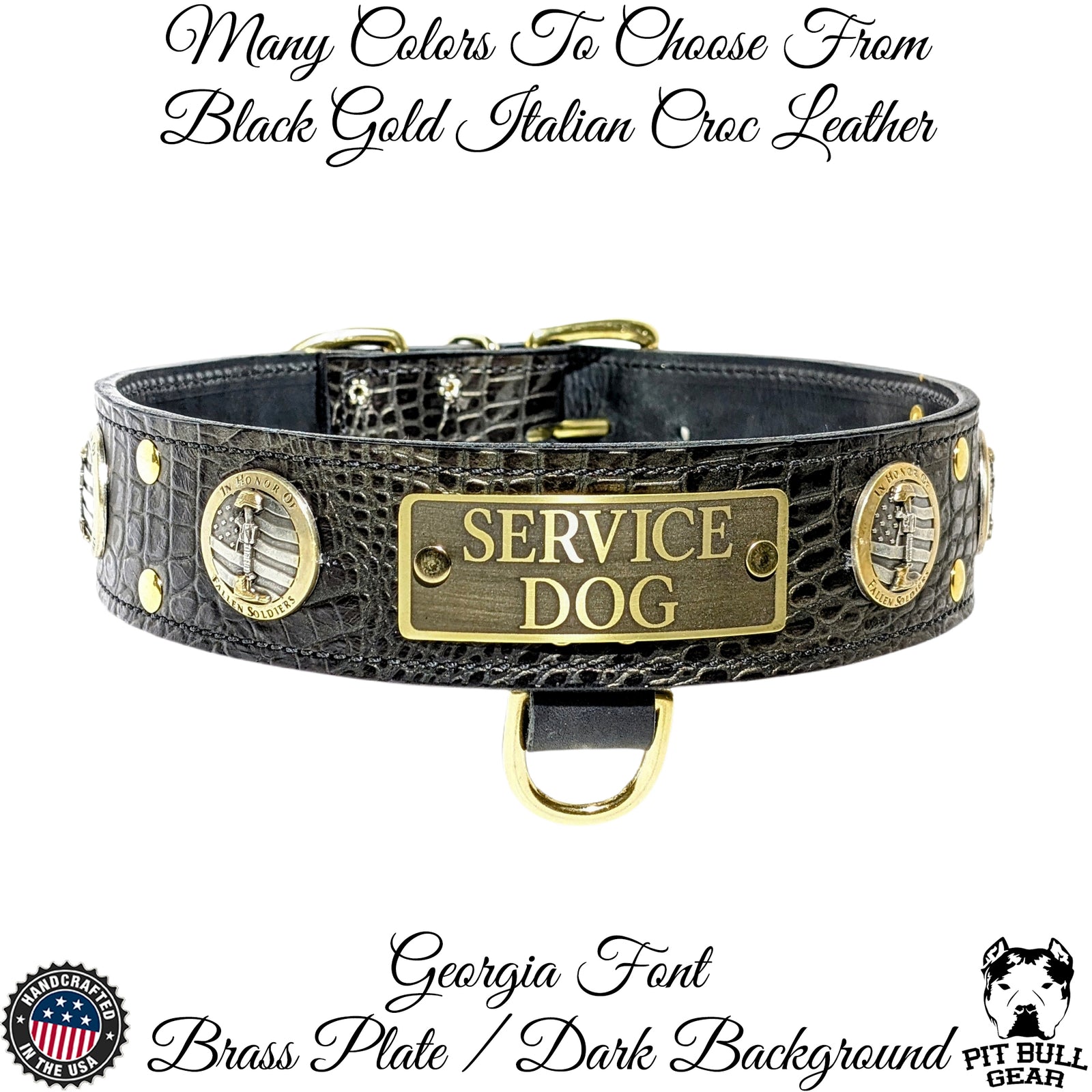 W51FS - 2" Wide Fallen Soldiers Personalized Leather Dog Collar