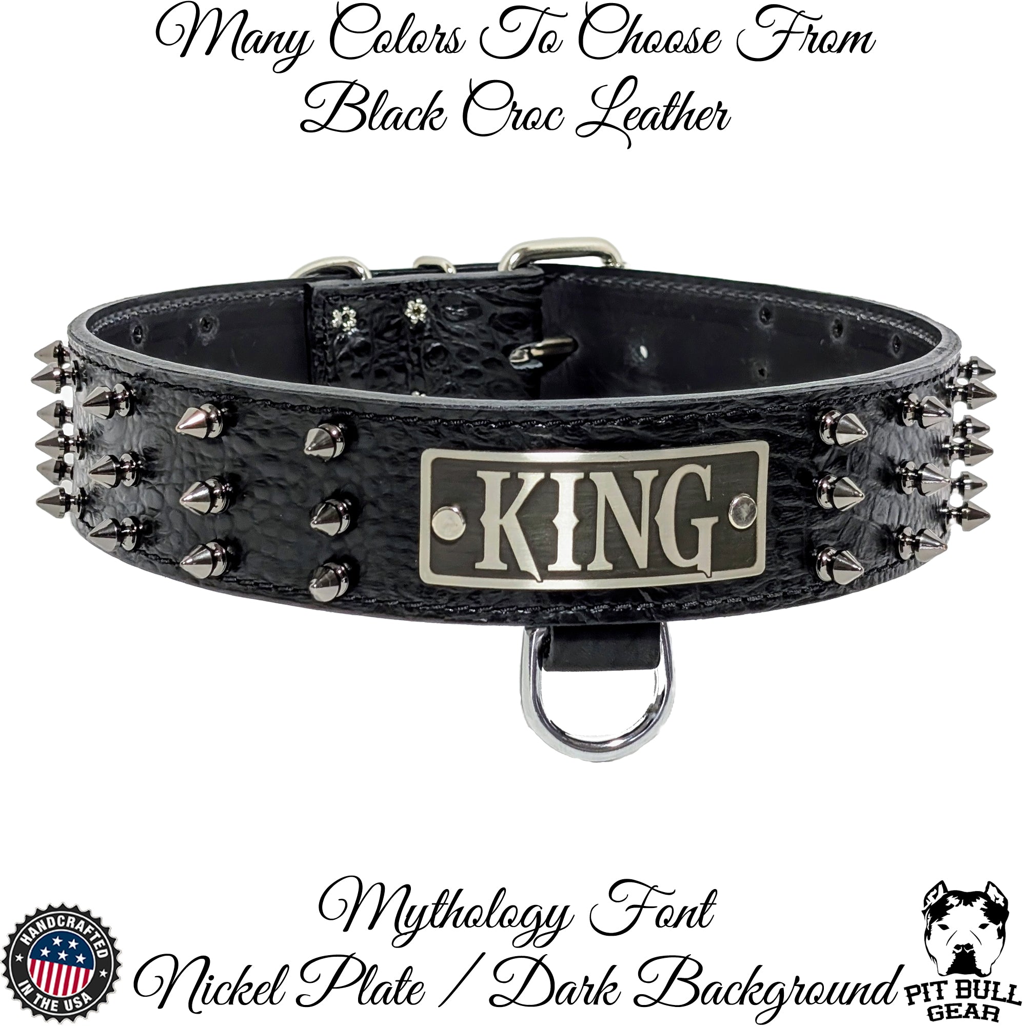 W52 - 2" Wide Personalized Spiked Leather Dog Collar