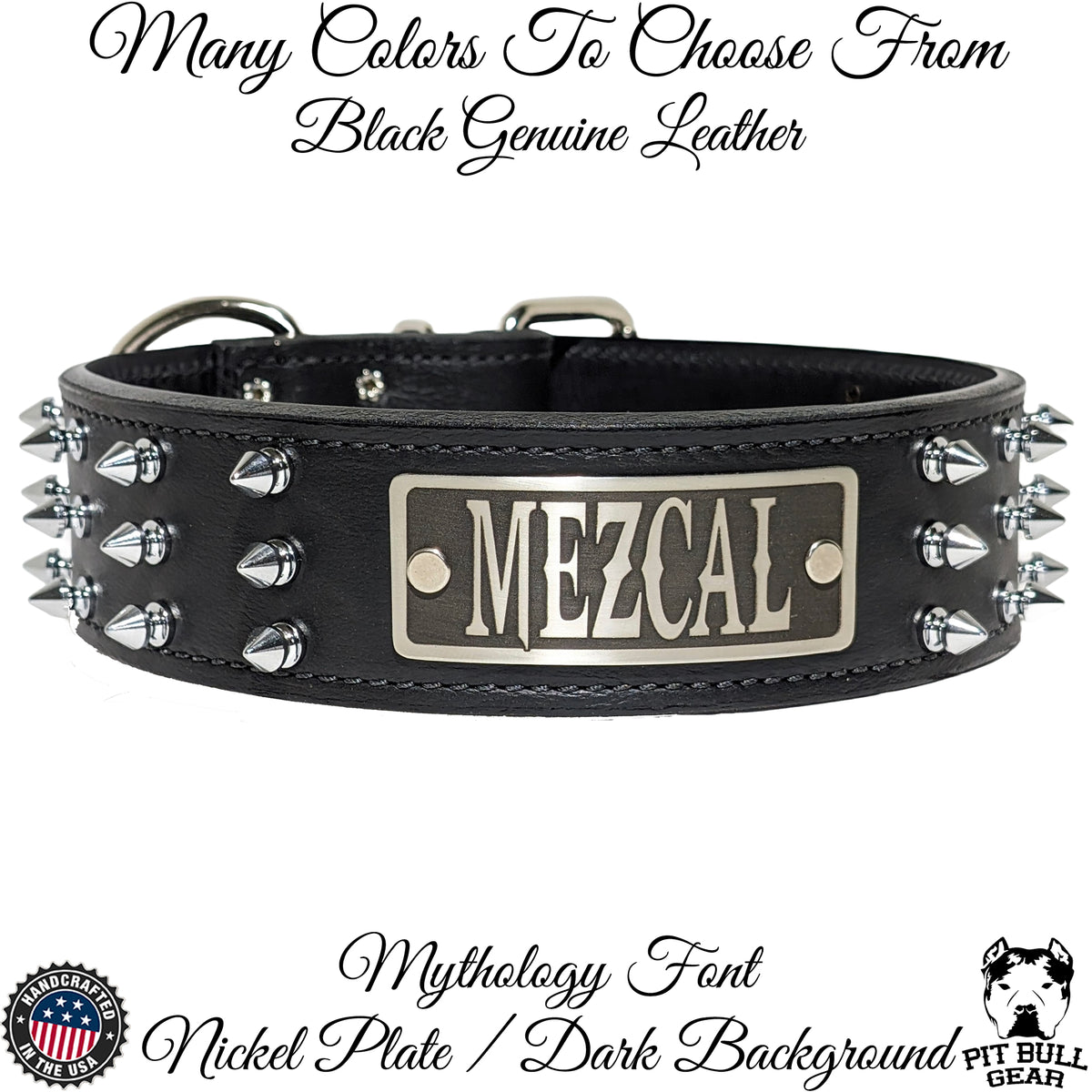 W52 - 2&quot; Wide Personalized Spiked Leather Dog Collar