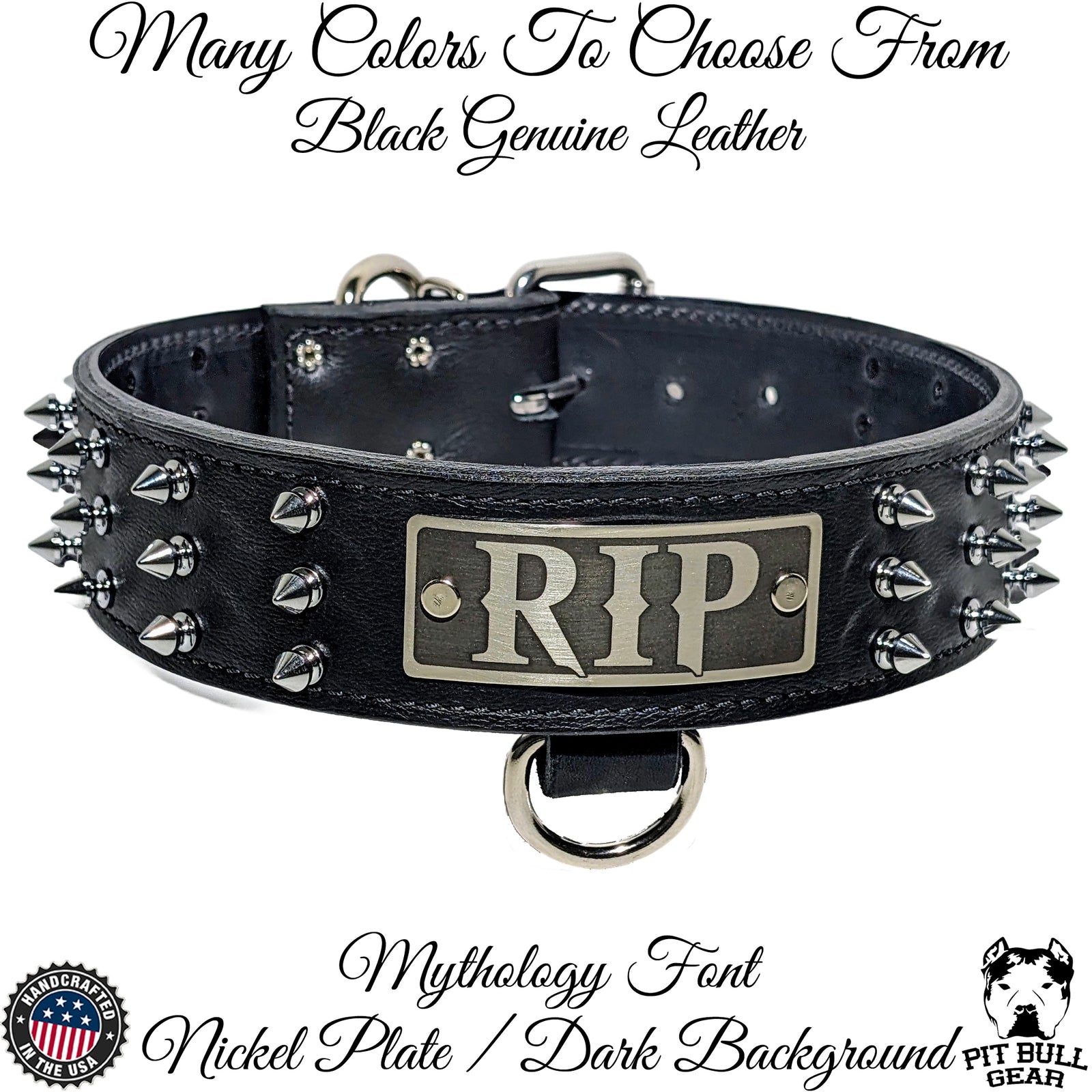 W52 - 2" Wide Personalized Spiked Leather Dog Collar