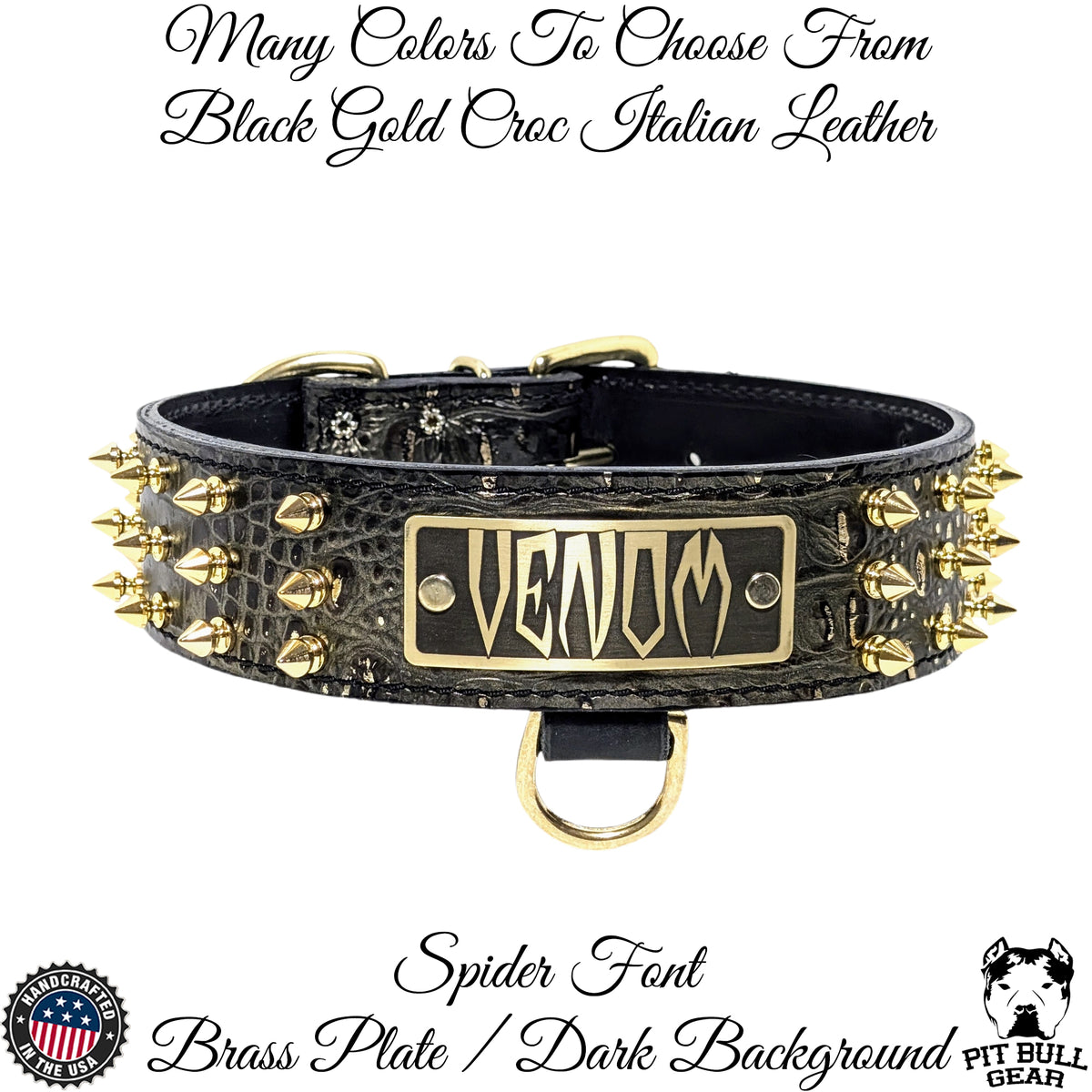 W52 - 2" Wide Personalized Spiked Leather Dog Collar