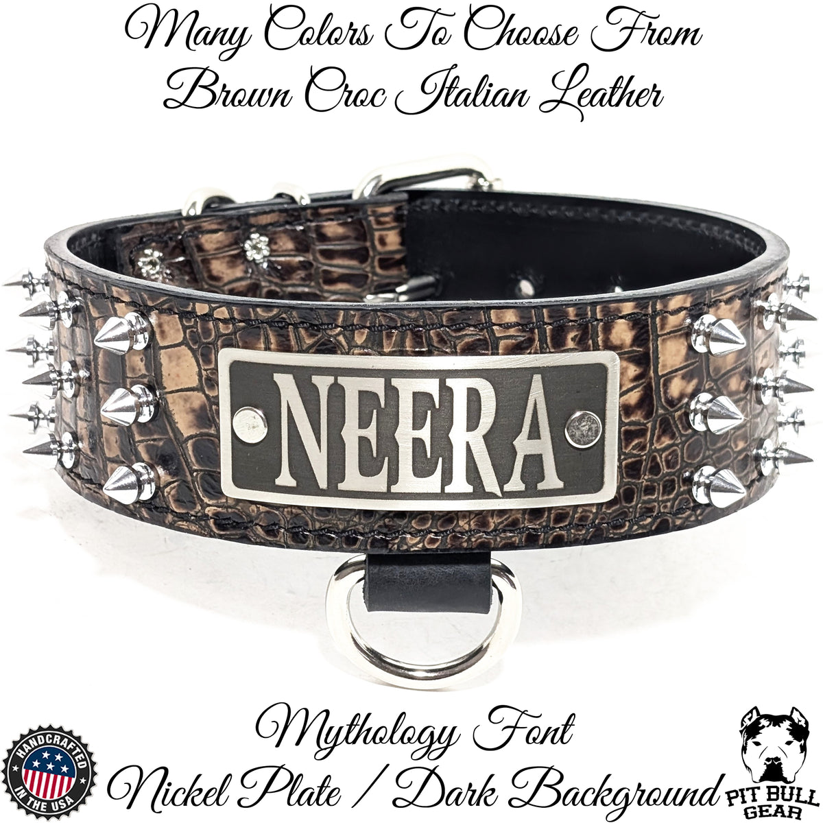 W52 - 2" Wide Personalized Spiked Leather Dog Collar
