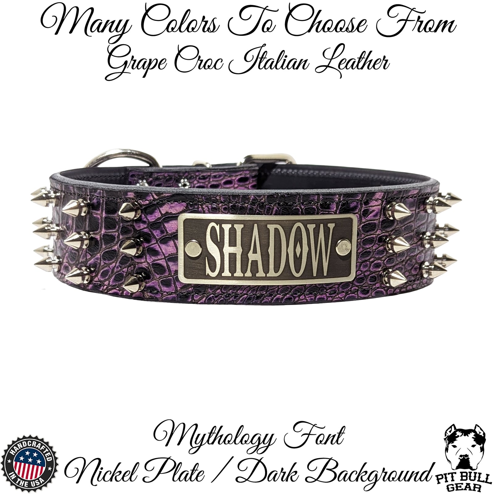 W52 - 2" Wide Personalized Spiked Leather Dog Collar